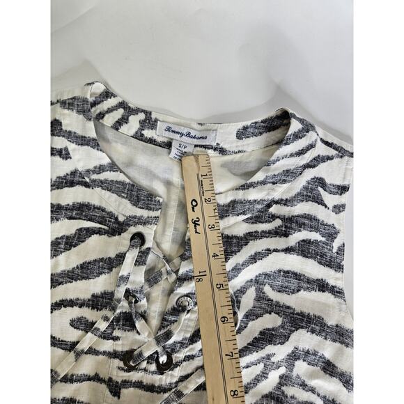 TOMMY BAHAMA Linen ZEBRA PRINT SLEVELESS DRESS SIZE S/P - Picture 4 of 6